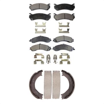 Front Rear Semi-Metallic Brake Pads And Parking Shoe Kit For Chevrolet Silverado 1500 GMC KFN-100667