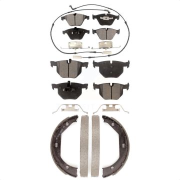 Front Rear Semi-Metallic Brake Pads & Parking Shoe Kit For BMW 335i xDrive X1 335xi 335is KFN-100670