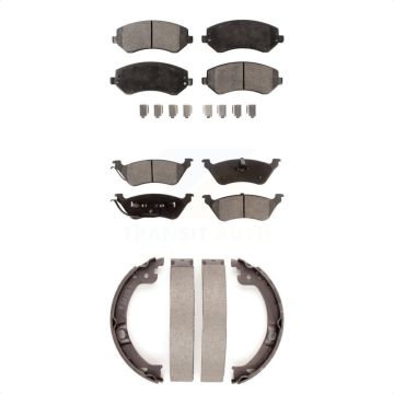 Front Rear Semi-Metallic Brake Pads And Parking Shoes Kit For 2001 Chrysler Voyager KFN-100680