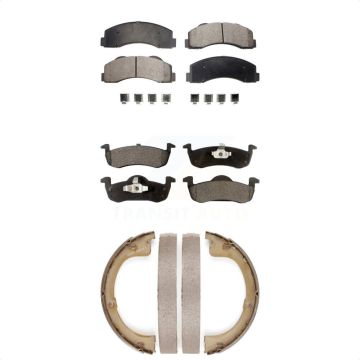 Front Rear Semi-Metallic Brake Pads And Parking Shoes Kit For Ford Expedition Lincoln KFN-100684