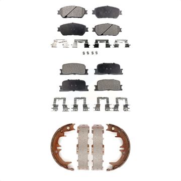 Front Rear Semi-Metallic Brake Pads & Parking Shoe Kit For Toyota Camry Lexus ES330 ES300 KFN-100696