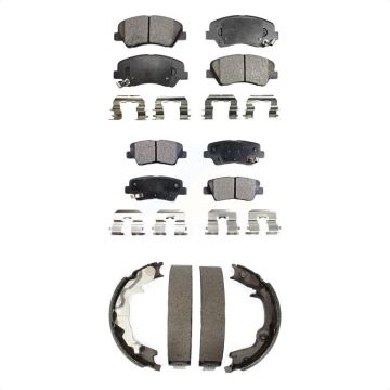 Front Rear Semi-Metallic Brake Pads And Parking Shoes Kit For 2014 Kia Forte Koup KFN-100698