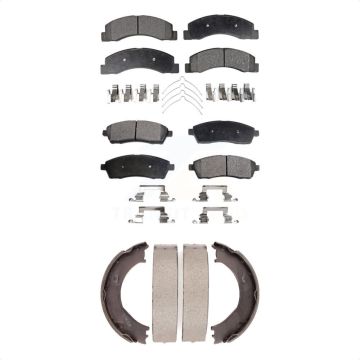 Front Rear Semi-Metallic Brake Pads And Parking Shoes Kit For Ford F-350 Super Duty F-250 KFN-100707