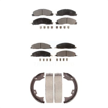 Front Rear Semi-Metallic Brake Pads And Parking Shoes Kit For Ram 3500 2500 1500 Dodge KFN-100713