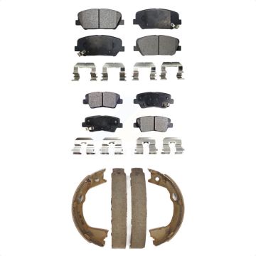 Front Rear Semi-Metallic Brake Pads Parking Shoes Kit For 2013 Kia Optima EX/SX with 2.0L KFN-100724