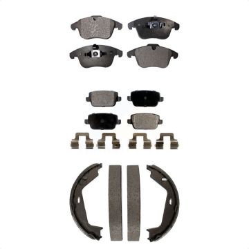 Front Rear Semi-Metallic Brake Pads And Parking Shoes Kit For 2007-2009 Volvo S80 FWD KFN-100730