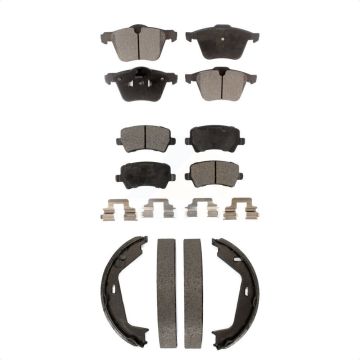 Front Rear Semi-Metallic Brake Pads And Parking Shoes Kit For 2007-2009 Volvo S80 AWD KFN-100731