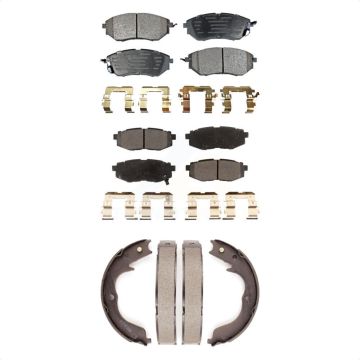 Front Rear Semi-Metallic Brake Pads And Parking Shoes Kit For Subaru Outback Legacy KFN-100735