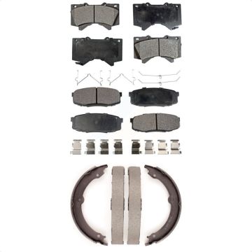 Front Rear Semi-Metallic Brake Pads Parking Shoe Kit For Toyota Tundra Sequoia Lexus Land KFN-100742
