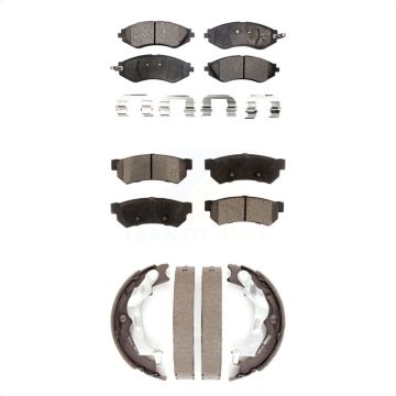 Front Rear Semi-Metallic Brake Pads & Parking Shoes Kit For 2007-2008 Suzuki Forenza Reno KFN-100765