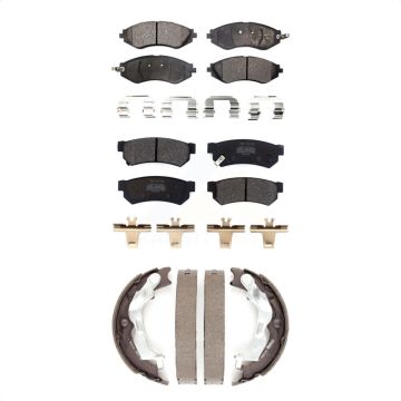 Front Rear Semi-Metallic Brake Pads And Parking Shoe Kit For 2014-2015 Chevrolet Spark EV KFN-100766