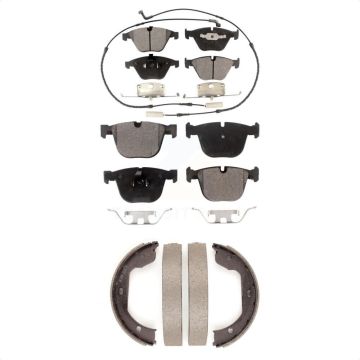 Front Rear Semi-Metallic Brake Pads & Parking Shoes Kit For BMW 650i 645Ci 550i 750i 545i KFN-100774