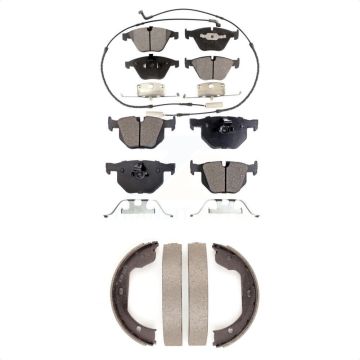Front Rear Semi-Metallic Brake Pads Parking Shoes Kit For BMW 530i 530xi 528i xDrive 525i KFN-100775