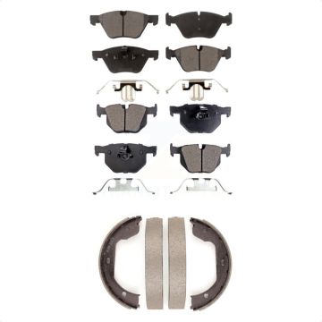 Front Rear Semi-Metallic Brake Pads And Parking Shoes Kit For BMW 525i KFN-100779