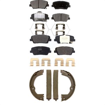 Front Rear Semi-Metallic Brake Pads Parking Shoe Kit For 2017-2018 Hyundai Santa Fe Sport KFN-100807