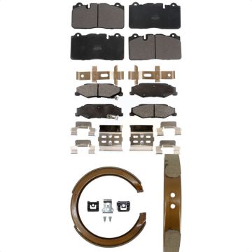 Front Rear Semi-Metallic Brake Pads And Parking Shoe Kit For 2012 Chevrolet Corvette Base KFN-100814