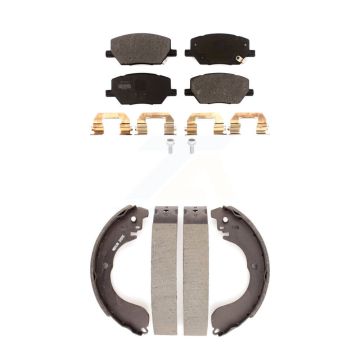 Front Rear Semi-Metallic Brake Pads & Drum Shoes Kit For 2017 Jeep Compass New Body Style KFN-100821