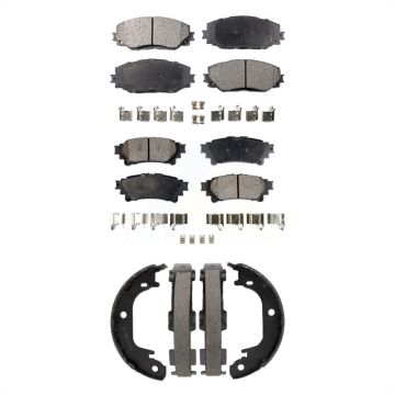 Front Rear Semi-Metallic Brake Pads And Parking Shoes Kit For 2012-2018 Toyota Prius V KFN-100824