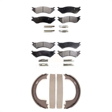 Front Rear Semi-Metallic Brake Pads And Parking Shoes Kit For Ford F-150 Heritage KFN-100826
