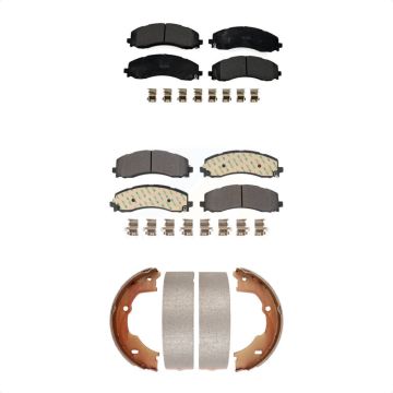 Front Rear Semi-Metallic Brake Pads Parking Shoe Kit For Ram 3500 With Single Wheels KFN-100831