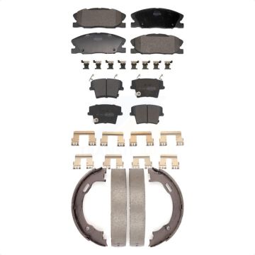 Front Rear Semi-Metallic Brake Pads And Parking Shoes Kit For Dodge Charger KFN-100834