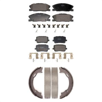 Front Rear Semi-Metallic Brake Pads And Parking Shoes Kit For 2014-2021 Dodge Charger RWD KFN-100835