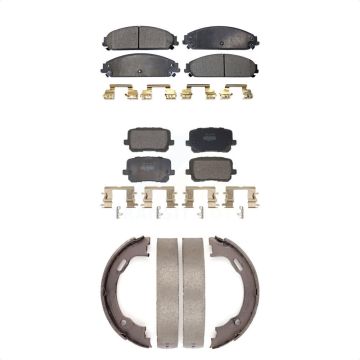 Front Rear Semi-Metallic Brake Pads And Parking Shoes Kit For Dodge Charger RWD with 5.7L KFN-100837