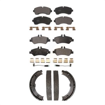 Front Rear Semi-Metallic Brake Pads Parking Shoe Kit For Sprinter 3500 Dodge Freightliner KFN-100848