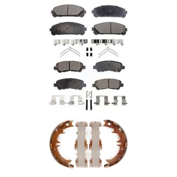Front Rear Semi-Metallic Brake Pads And Parking Shoes Kit For 2008-2013 Toyota Highlander KFN-100851