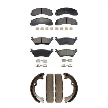 Front Rear Semi-Metallic Brake Pads And Parking Shoes Kit For Ford F-150 KFN-100853