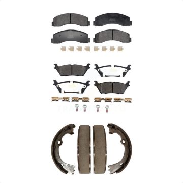 Front Rear Semi-Metallic Brake Pads And Parking Shoes Kit For Ford F-150 KFN-100854