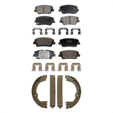 Front Rear Semi-Metallic Brake Pads And Parking Shoes Kit For Hyundai Santa Fe Sport Kia KFN-100856