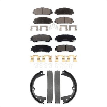 Front Rear Semi-Metallic Brake Pads And Parking Shoes Kit For 2017-2023 Nissan TITAN KFN-100864
