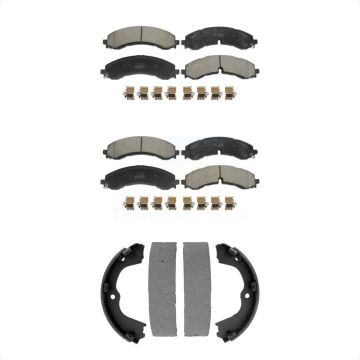 Front Rear Semi-Metallic Brake Pads And Parking Shoe Kit For GMC Chevrolet Sierra 2500 HD KFN-100865