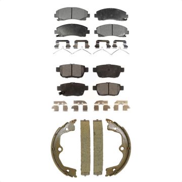 Front Rear Semi-Metallic Brake Pads And Parking Shoes Kit For 2009-2014 Acura TL KFN-100868