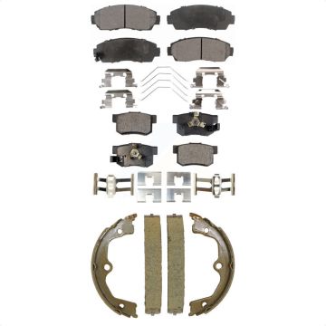 Front Rear Semi-Metallic Brake Pads And Parking Shoes Kit For Honda Crosstour Accord KFN-100870