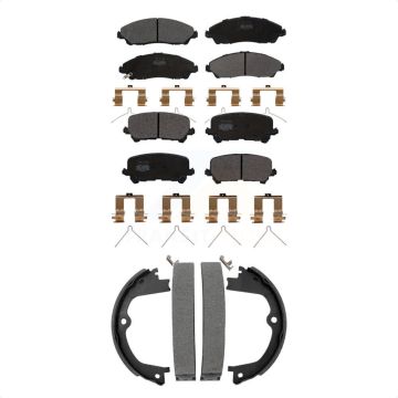 Front Rear Semi-Metallic Brake Pads Parking Shoes Kit For Honda Pilot Ridgeline Acura MDX KFN-100873