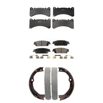 Front Rear Semi-Metallic Brake Pads Parking Shoes Kit For GMC Chevrolet Sierra 1500 Tahoe KFN-100875