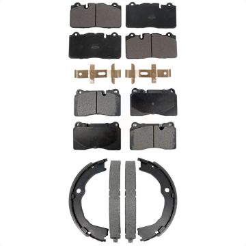 Front Rear Semi-Metallic Brake Pads Parking Shoes Kit For 2014-2015 Chevrolet Camaro Z 28 KFN-100879