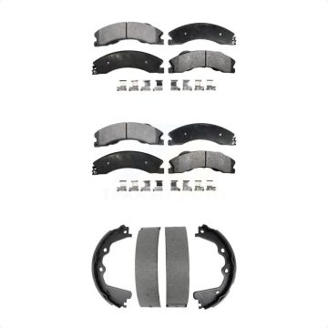 Front Rear Semi-Metallic Brake Pads And Parking Shoe Kit For GMC Chevrolet Sierra 2500 HD KFN-100887