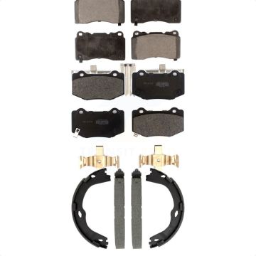 Front Rear Semi-Metallic Brake Pads And Parking Shoes Kit For Chevrolet Corvette Stingray KFN-100890