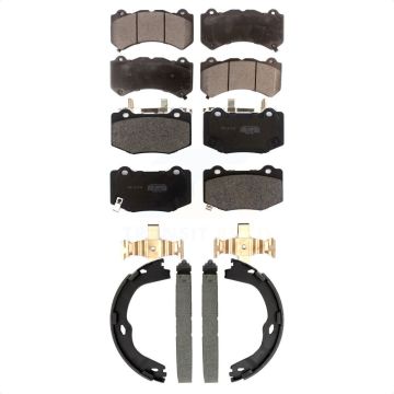 Front Rear Semi-Metallic Brake Pads Parking Shoes Kit For Chevrolet Corvette Cadillac ATS KFN-100893