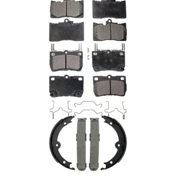 Front Rear Semi-Metallic Brake Pads & Parking Shoe Kit For Lexus IS350 GS350 GS450h GS430 KFN-100912