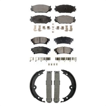 Front Rear Semi-Metallic Brake Pads Parking Shoe Kit For Lexus IS250 With F Sport Package KFN-100914