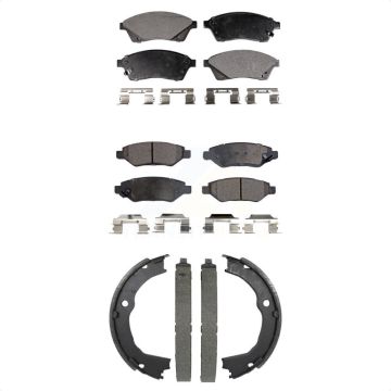Front Rear Semi-Metallic Brake Pads And Parking Shoes Kit For 2010-2016 Cadillac SRX KFN-100917