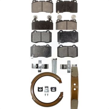 Front Rear Semi-Metallic Brake Pads And Parking Shoes Kit For 2015-2017 Chevrolet SS KFN-100929