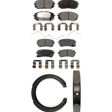 Front Rear Semi-Metallic Brake Pads & Parking Shoe Kit For 2016 Hyundai Sonata GAS engine KFN-100931