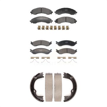 Front Rear Semi-Metallic Brake Pads & Parking Shoe Kit For GMC Chevrolet Savana 2500 3500 KFN-100935