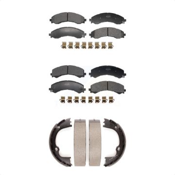 Front Rear Semi-Metallic Brake Pads And Parking Shoes Kit For GMC Savana 2500 Chevrolet KFN-100936