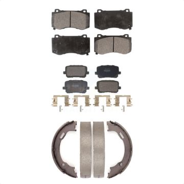 Front Rear Semi-Metallic Brake Pads And Parking Shoes Kit For Dodge Charger KFN-100939